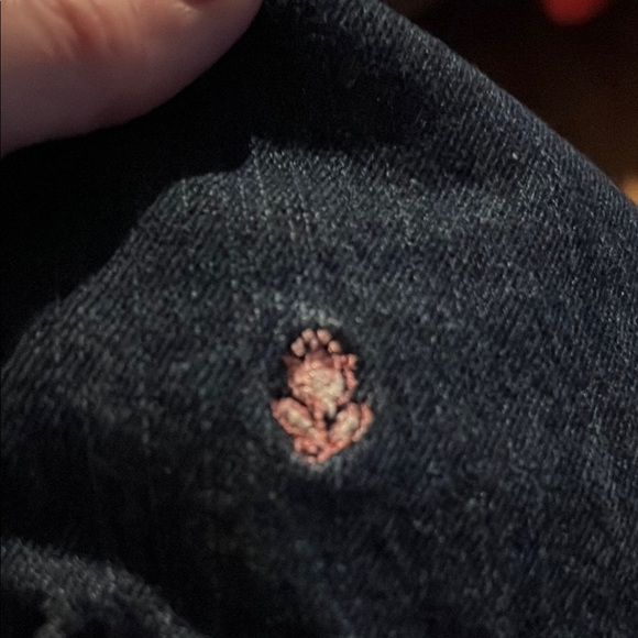 Levi's Dark Denim Shorts with Pink Embroidery - Picture 6 of 6